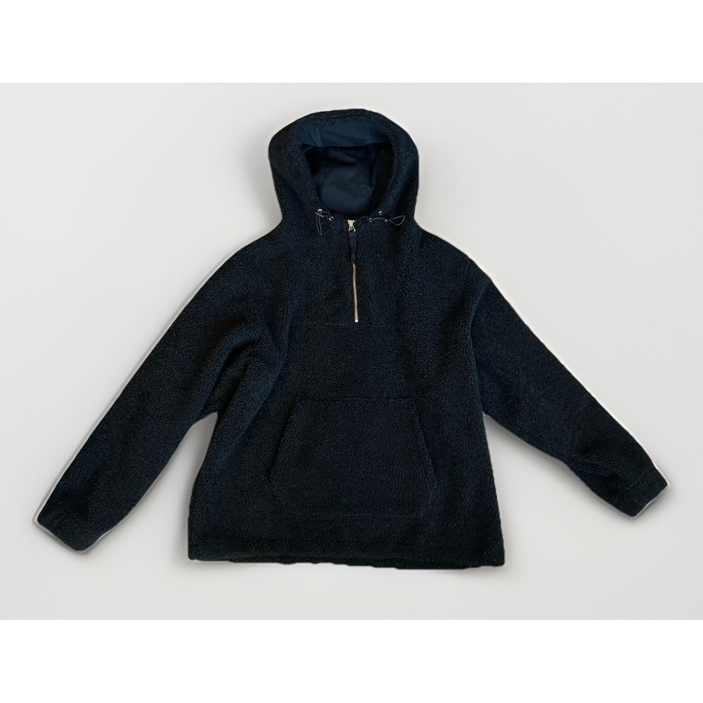 Helmut Lang Oversized Sherpa Black Half Zip Hoodie L Designer Minimalist
